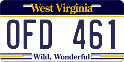 WV license plate OFD461
