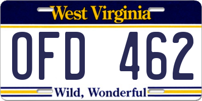 WV license plate OFD462