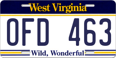 WV license plate OFD463