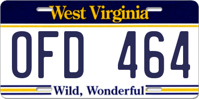 WV license plate OFD464