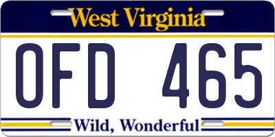 WV license plate OFD465