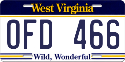 WV license plate OFD466