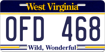 WV license plate OFD468