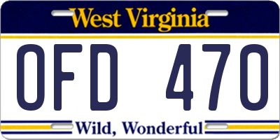 WV license plate OFD470