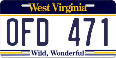 WV license plate OFD471