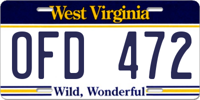 WV license plate OFD472
