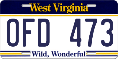 WV license plate OFD473