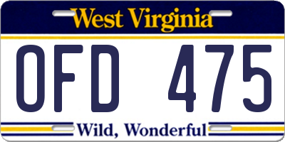 WV license plate OFD475