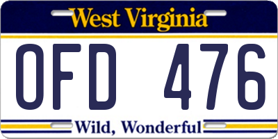 WV license plate OFD476