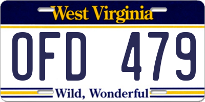 WV license plate OFD479