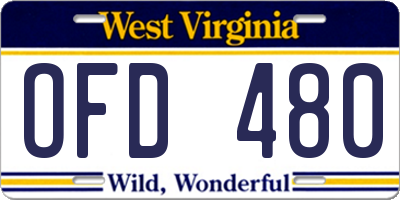 WV license plate OFD480