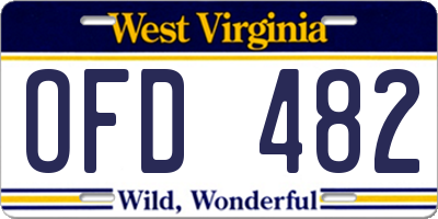 WV license plate OFD482