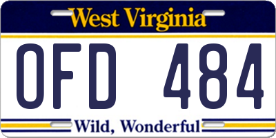 WV license plate OFD484