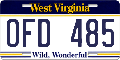 WV license plate OFD485