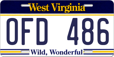 WV license plate OFD486