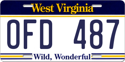 WV license plate OFD487