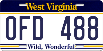 WV license plate OFD488