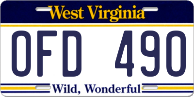 WV license plate OFD490