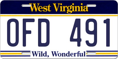 WV license plate OFD491