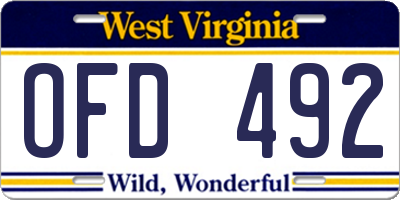 WV license plate OFD492