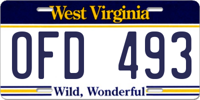 WV license plate OFD493