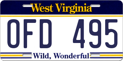 WV license plate OFD495