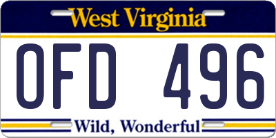 WV license plate OFD496
