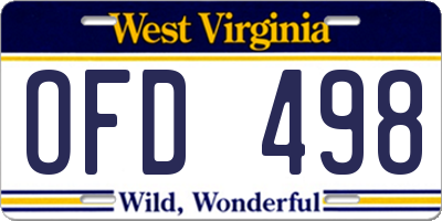 WV license plate OFD498