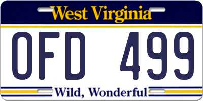 WV license plate OFD499