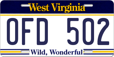 WV license plate OFD502