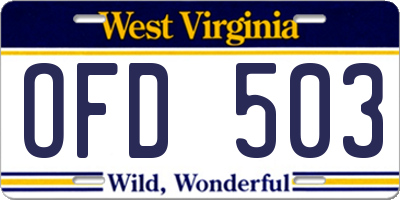 WV license plate OFD503