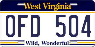 WV license plate OFD504