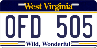 WV license plate OFD505