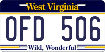 WV license plate OFD506