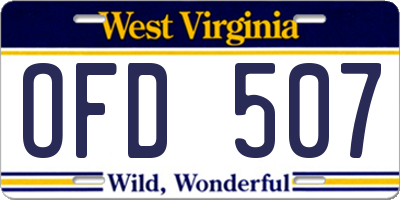 WV license plate OFD507