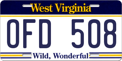 WV license plate OFD508