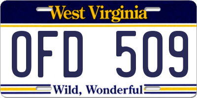 WV license plate OFD509