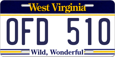 WV license plate OFD510