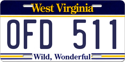 WV license plate OFD511