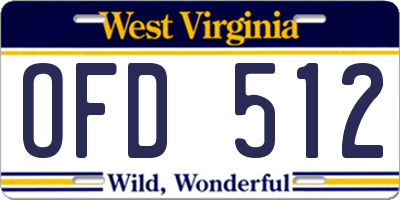 WV license plate OFD512