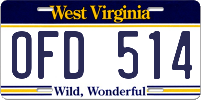 WV license plate OFD514