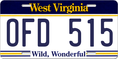 WV license plate OFD515