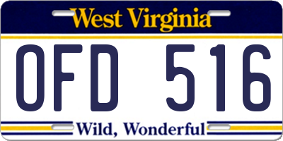 WV license plate OFD516