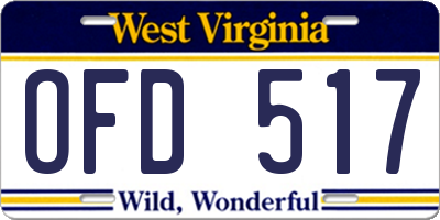 WV license plate OFD517
