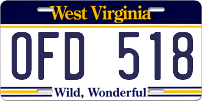WV license plate OFD518