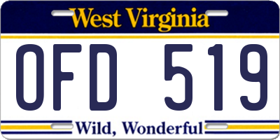 WV license plate OFD519