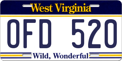 WV license plate OFD520