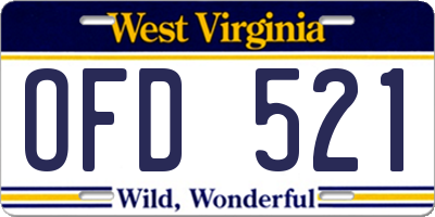 WV license plate OFD521