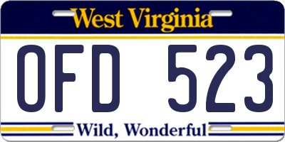 WV license plate OFD523