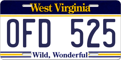 WV license plate OFD525